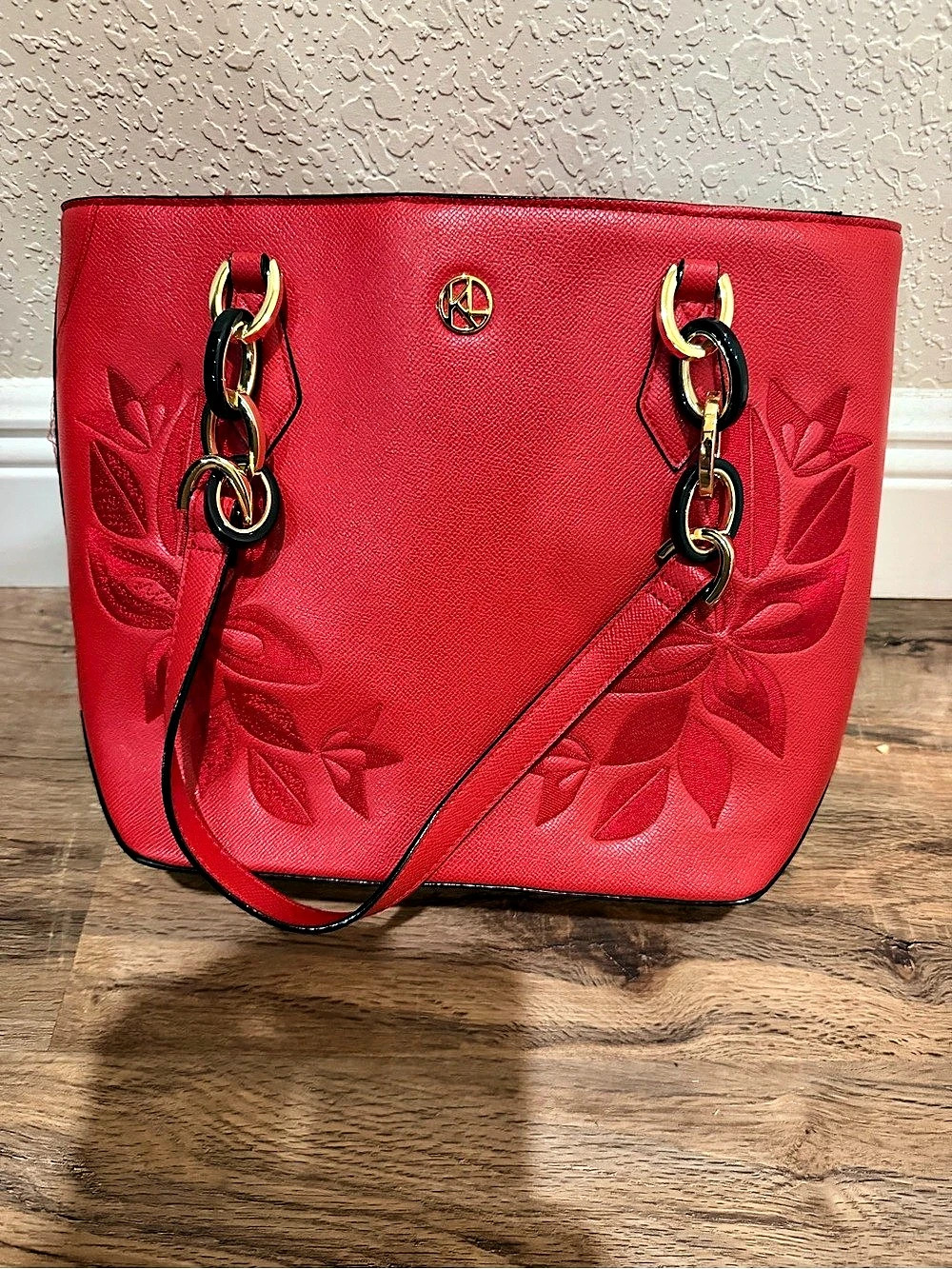 Karl Lagerfeld Red Embossed Tote
